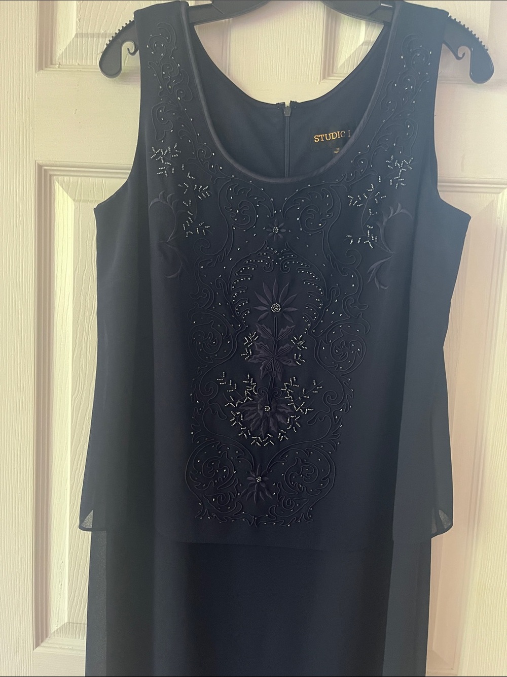 Studio I Navy Blue Beaded Evening Dress & Jacket Set - Picture 3 of 7